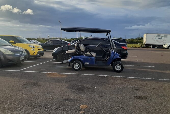 Golf Cart Adventure MaxKart Auto Rentals - Driving on the Left in a Slow Golf Cart