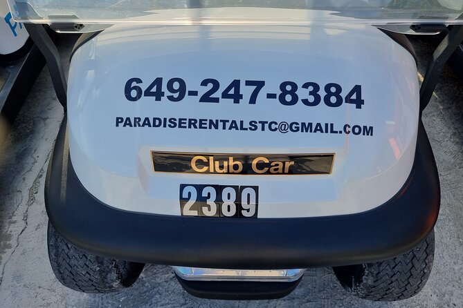 Golf Cart Rental in Grand Turk (4-seater) - Finding Paradise Carts outside the port