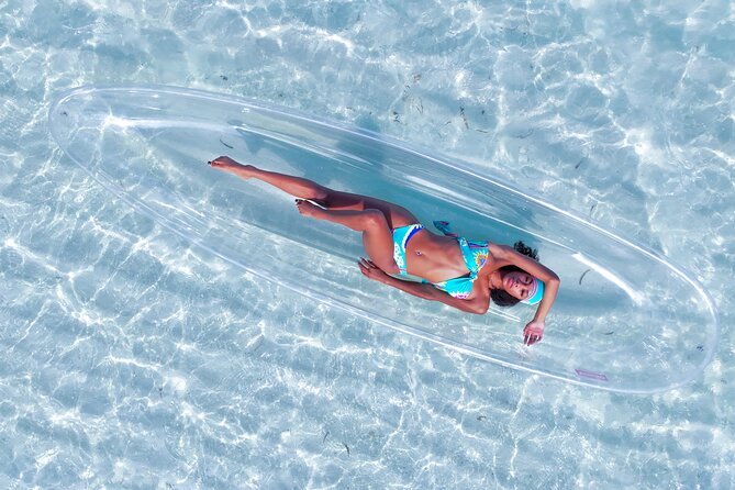 Providenciales Clear Kayak Shoots in Turks and Caicos Island - Sitting inside a clear kayak at Sunset Beach